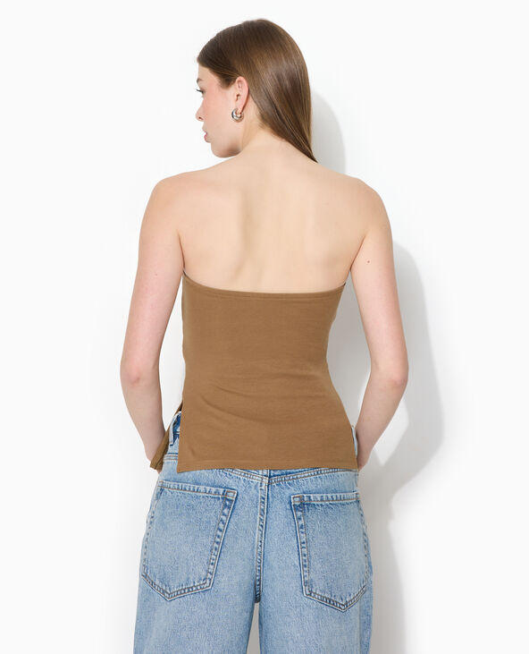 Top bandeau avec fentes côtés marron - Pimkie