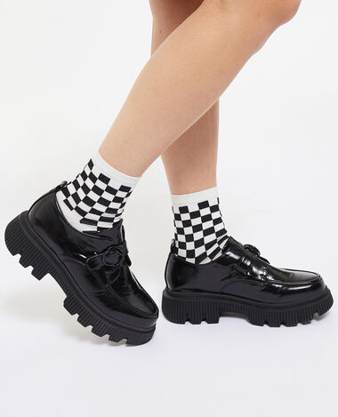 Paire de chaussettes motif damier blanc - Pimkie