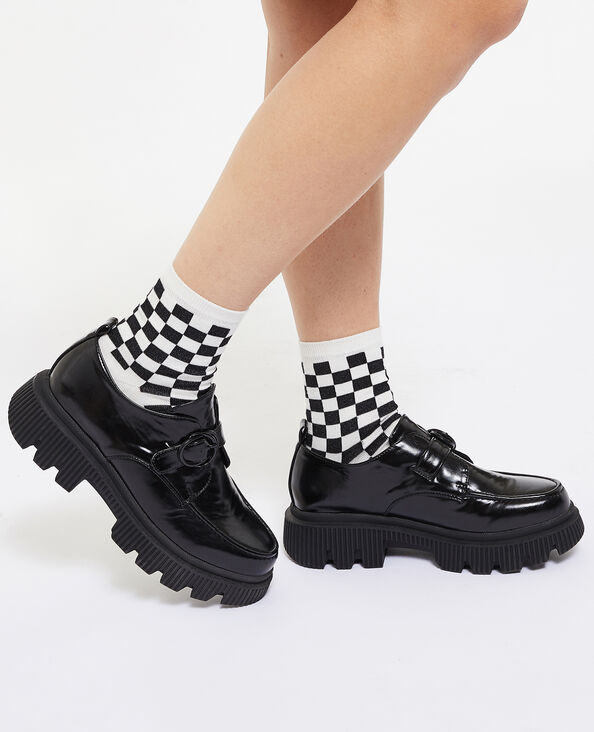 Paire de chaussettes motif damier blanc - Pimkie