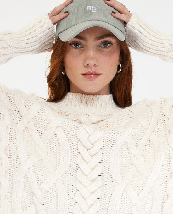Pull en grosse maille torsadée col montant écru - Pimkie