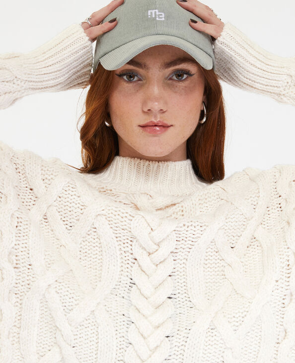 Pull en grosse maille torsadée col montant écru - Pimkie