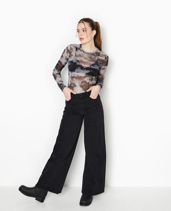 Body manches longues en tulle gris - Pimkie