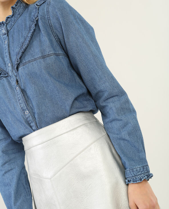 Chemisier denim à volants. bleu - Pimkie