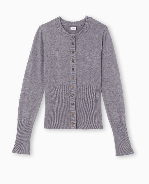 Gilet en maille fine avec taille bord-côtes gris chiné - Pimkie