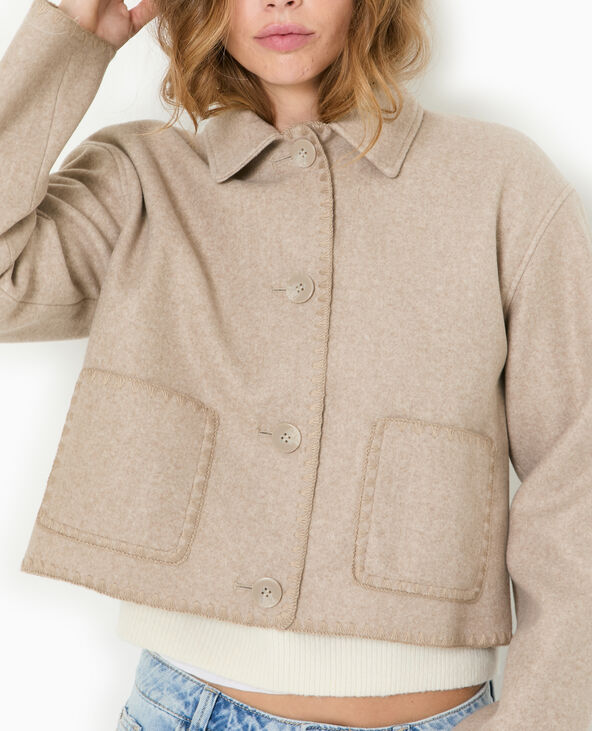 Manteau court avec coutures fantaisies beige - Pimkie