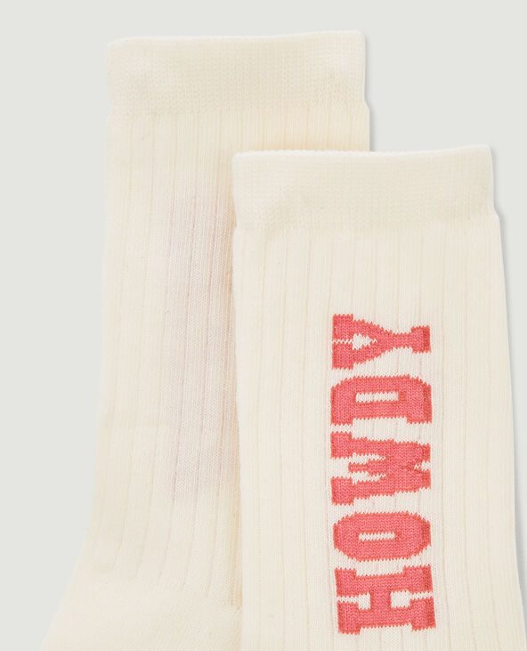 Paire de chaussettes avec inscription écru - Pimkie