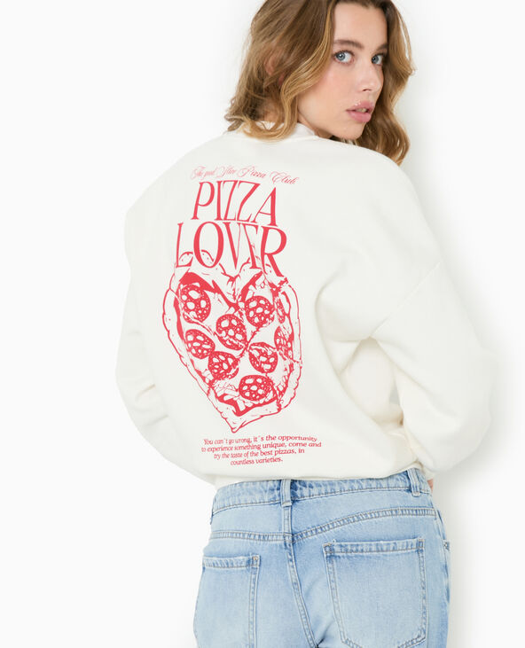 Sweat oversize avec print poitrine et dos blanc - Pimkie