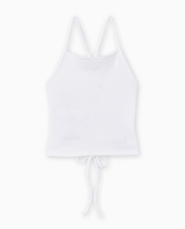 Top court en maille reliefée et extensible blanc - Pimkie