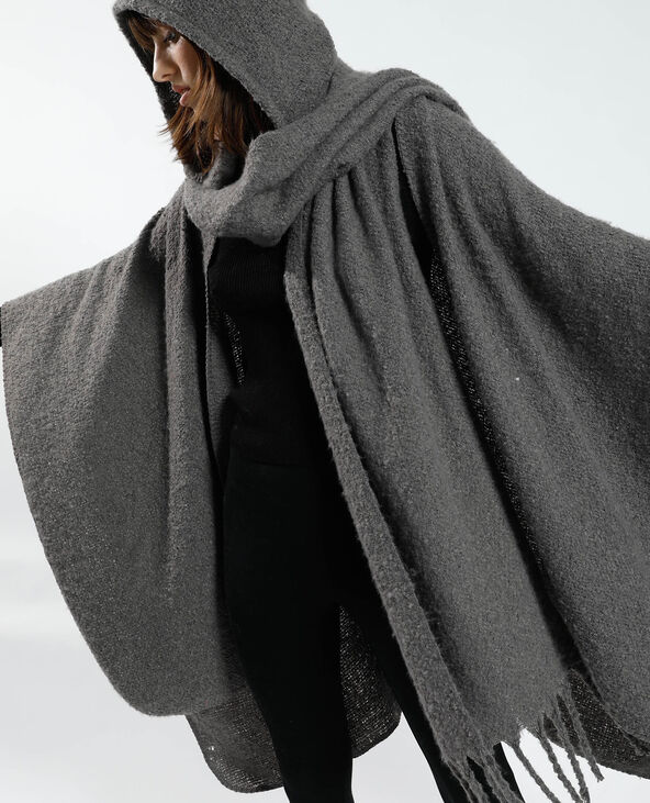 Poncho à capuche gris foncé - Pimkie