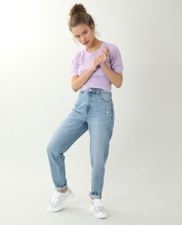 Petit pull manches courtes lilas - Pimkie