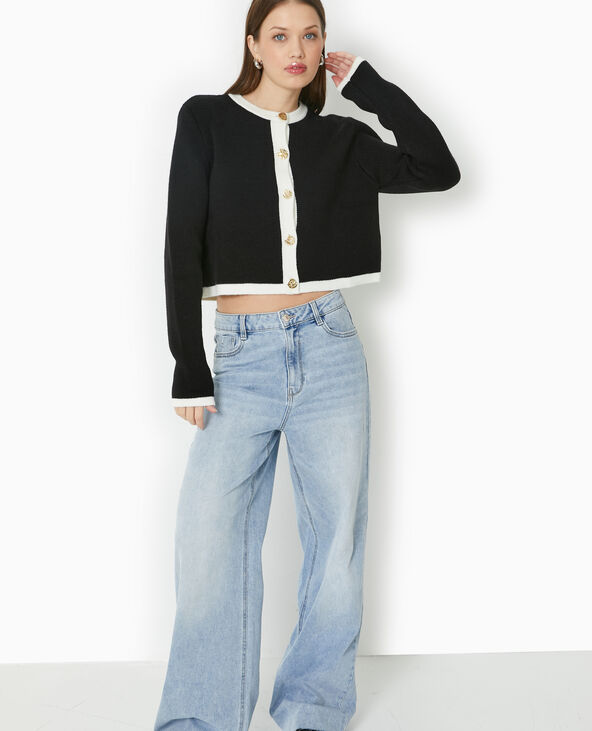 Gilet en maille avec boutons fantaisie noir - Pimkie