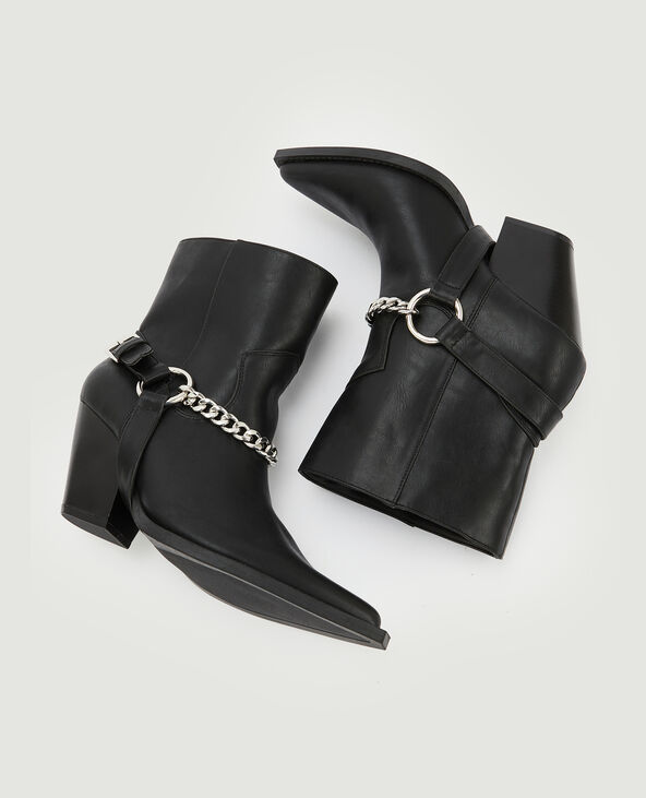 Santiags courtes avec chaîne noir - Pimkie