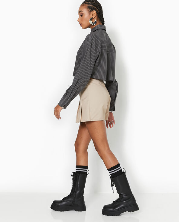 Jupe-short taille basse avec pinces beige - Pimkie