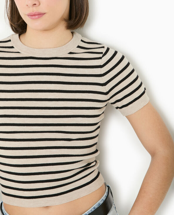 Pull manches courtes en maille fine écru - Pimkie
