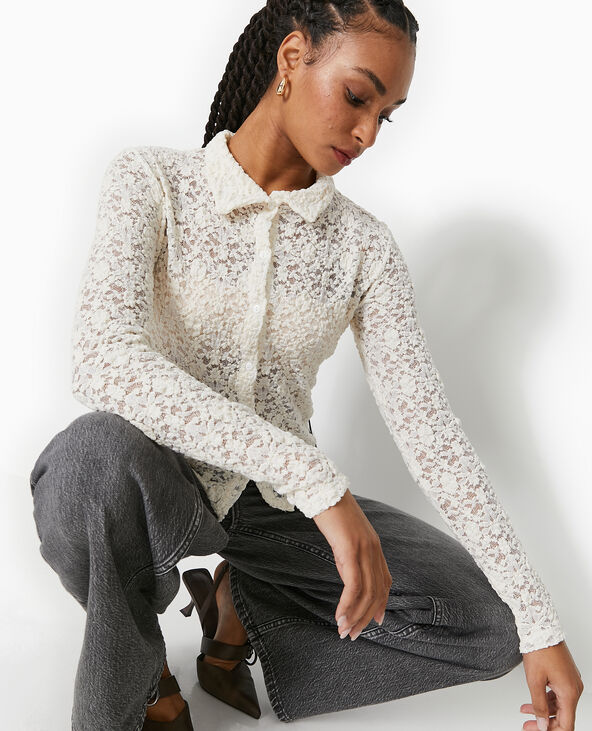 Chemise en dentelle blanc - Pimkie