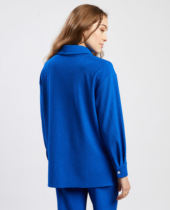 Chemise oversize maille reliefée bleu électrique - Pimkie