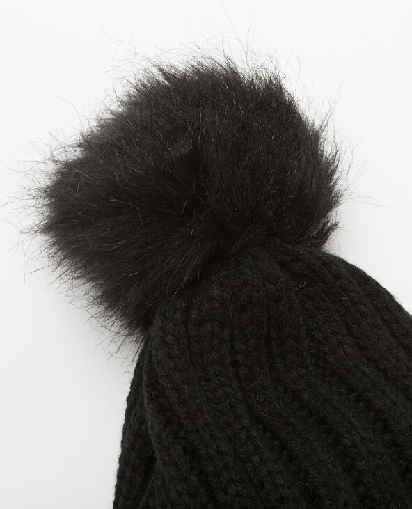 Bonnet à pompon noir - Pimkie