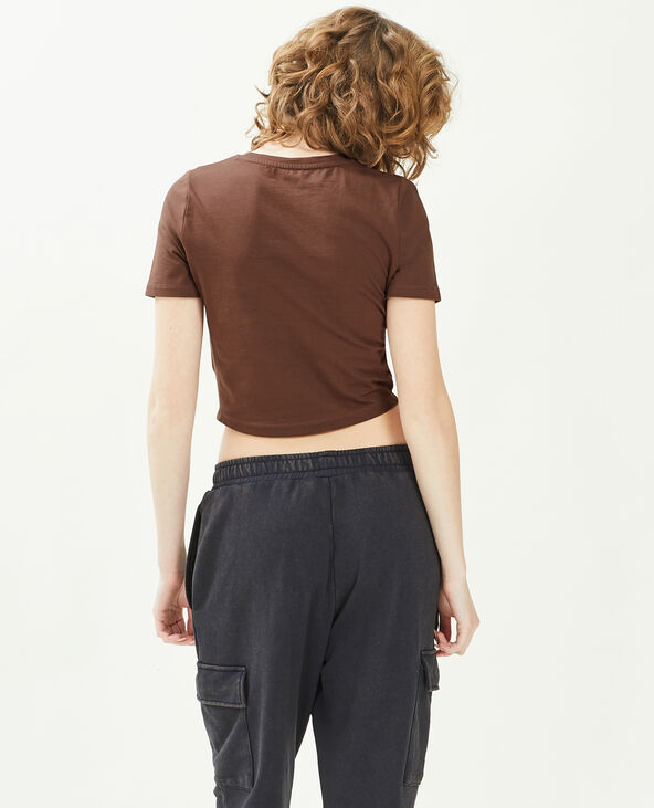 T-shirt cropped marron - Pimkie
