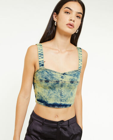 Brassière en jean bleu - Pimkie