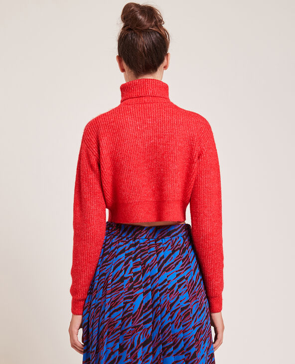 Pull cropped col roulé rouge - Pimkie