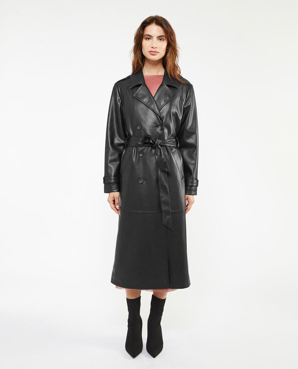Trench long en simili noir - Pimkie