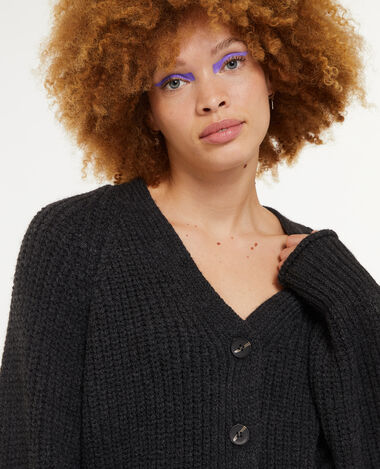 Gilet en grosse maille gris foncé - Pimkie