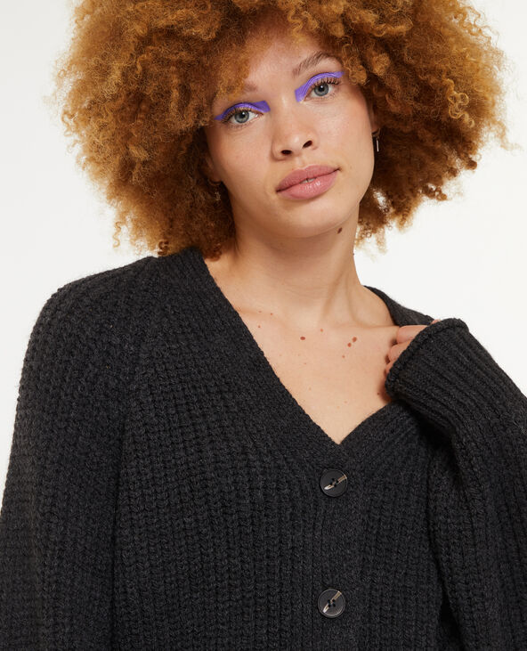 Gilet grosse maille gris cheap
