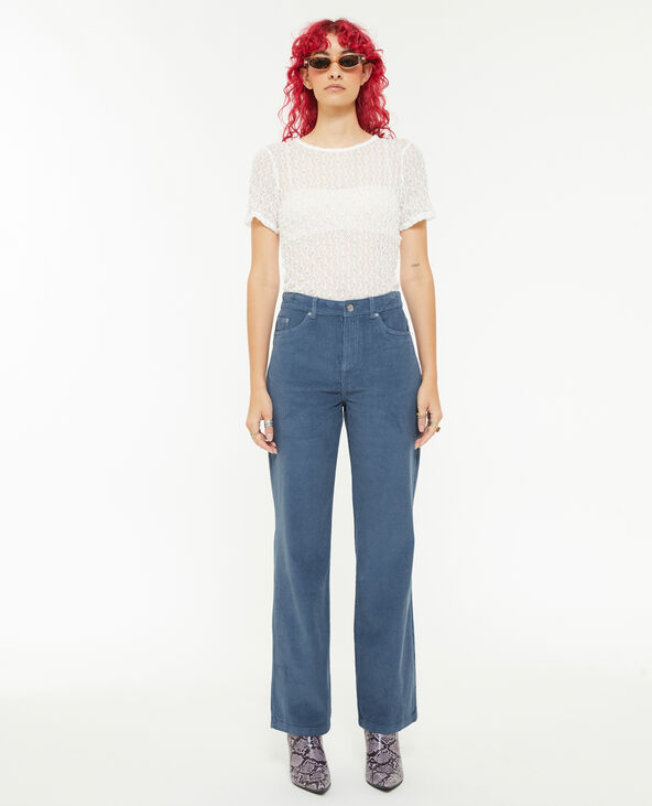 Pantalon droit en velours bleu - Pimkie