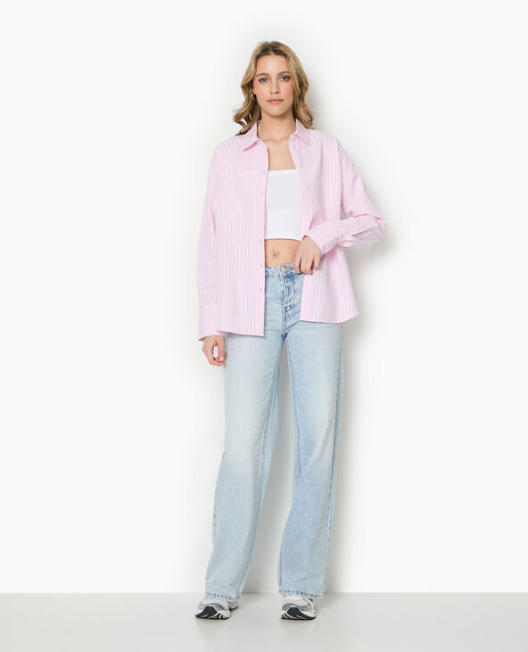 Chemise ample, droite et rayée rose - Pimkie