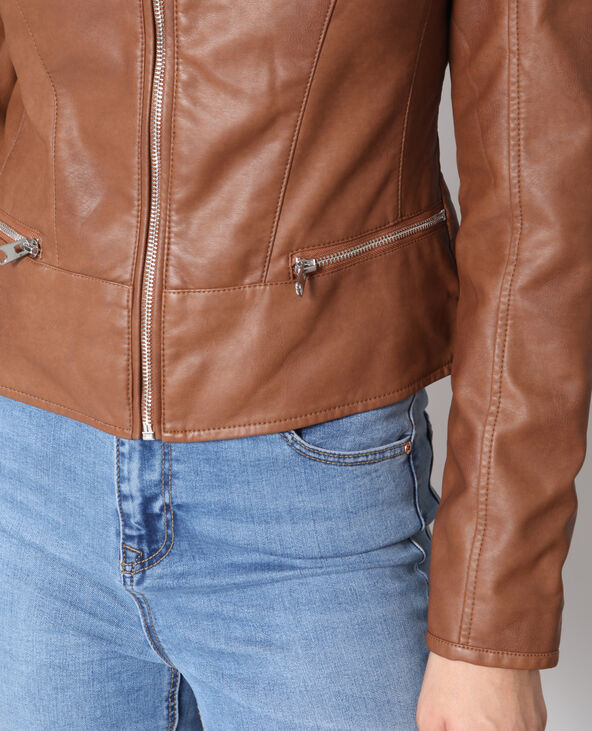Veste simili cuir camel outlet