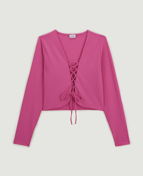 Top court avec laçage central rose fuchsia - Pimkie