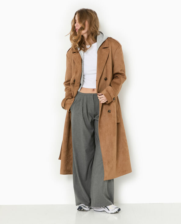 Pantalon large et droit avec pinces gris foncé - Pimkie