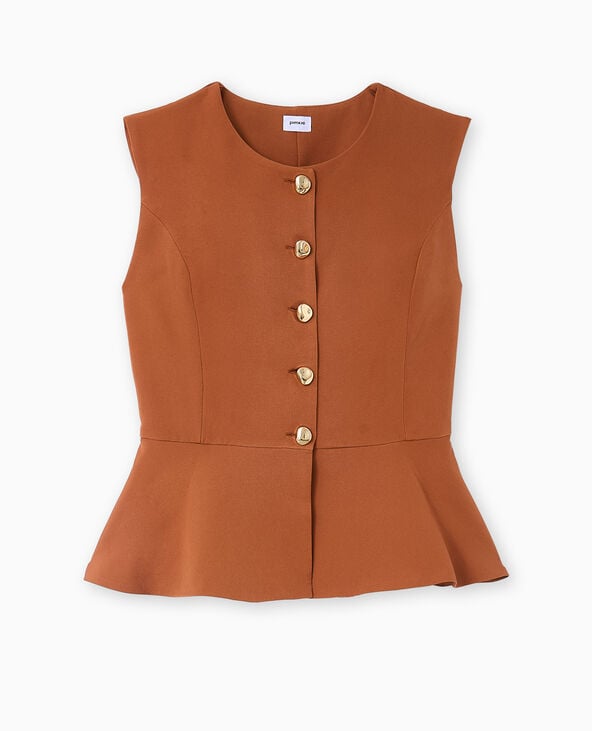 Veste sans manches peplum avec boutons fantaisie marron - Pimkie