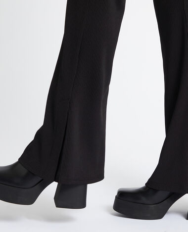 Pantalon flare en maille côtelée noir - Pimkie