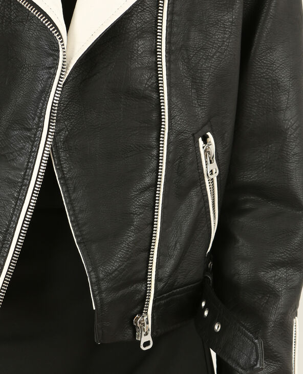 Veste biker bicolore noir - Pimkie