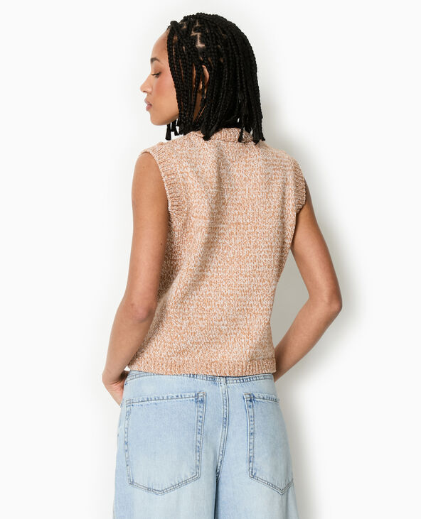 Gilet sans manches en maille moulinée taupe - Pimkie