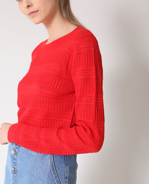 Pull ajouré rouge - Pimkie