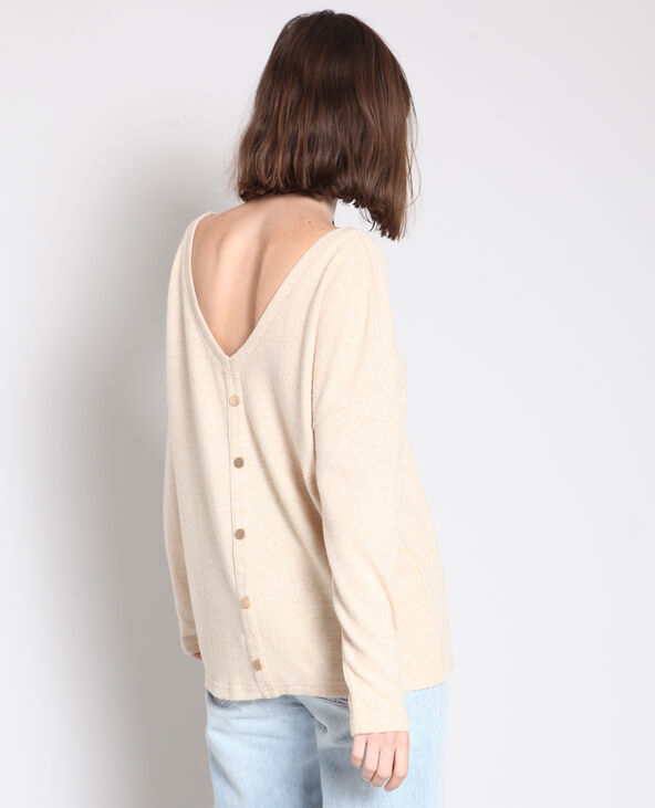 Pull à col V beige - Pimkie