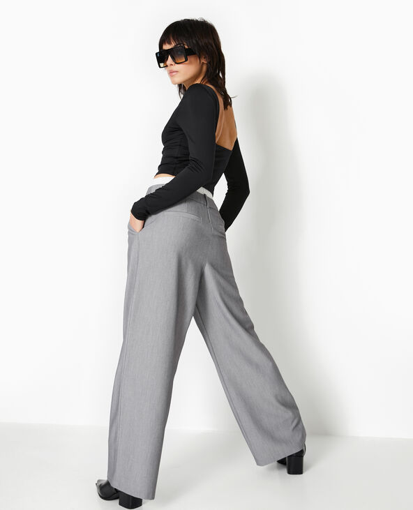 Pantalon large avec effet caleçon apparent gris - Pimkie