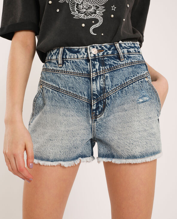 Short en jean raw cut Jean stoned - Pimkie