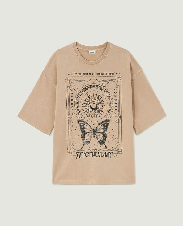 T-shirt oversize avec imprimé taupe - Pimkie