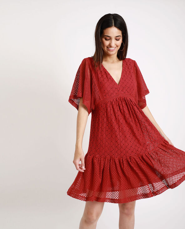 Robe en dentelle bordeaux - Pimkie
