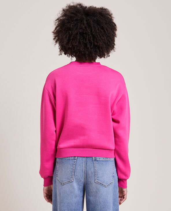 Sweat court col rond rose fuchsia - Pimkie