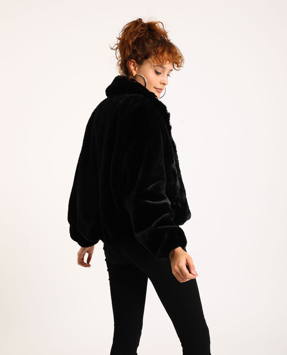 Blouson en fausse fourrure noir - Pimkie
