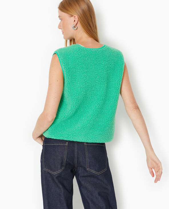 Gilet sans manches en sherpa effet mouton vert - Pimkie
