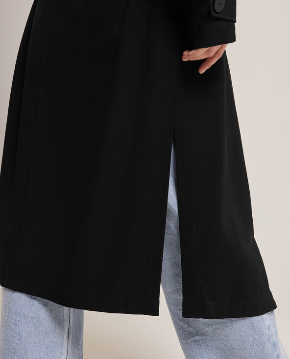Trench long en tissu fluide noir - Pimkie