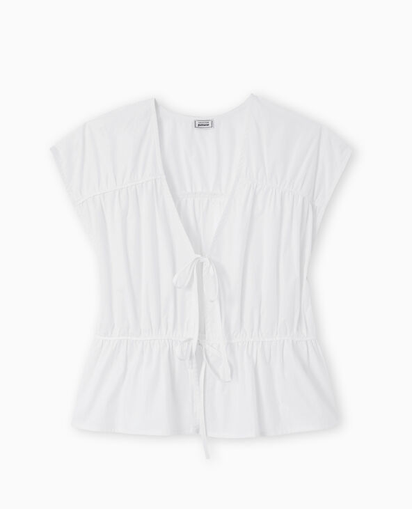 Blouse sans manches avec liens à nouer et fronces blanc - Pimkie