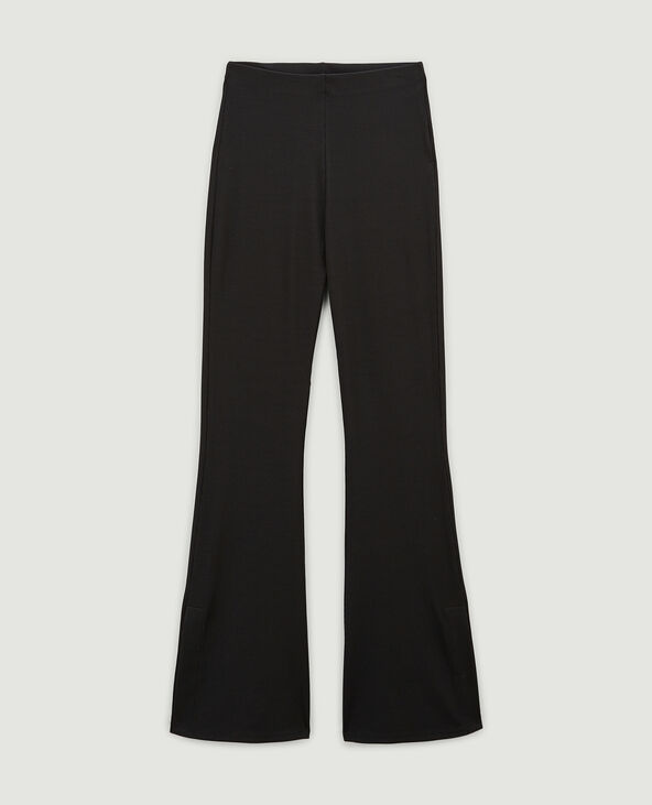 Pantalon flare en maille côtelée noir - Pimkie