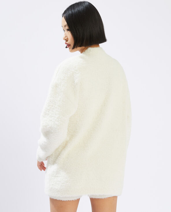 Gilet long en maille poilue blanc - Pimkie
