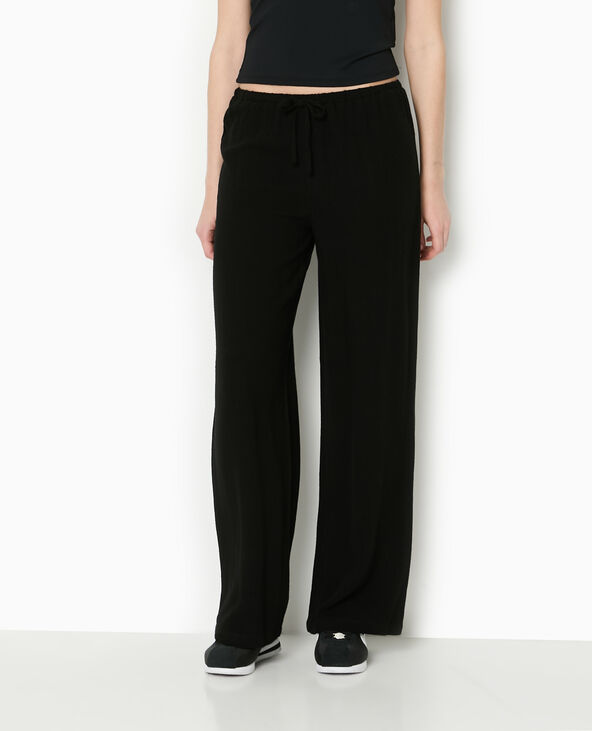 Pantalon large et droit avec taille élastiquée noir - Pimkie